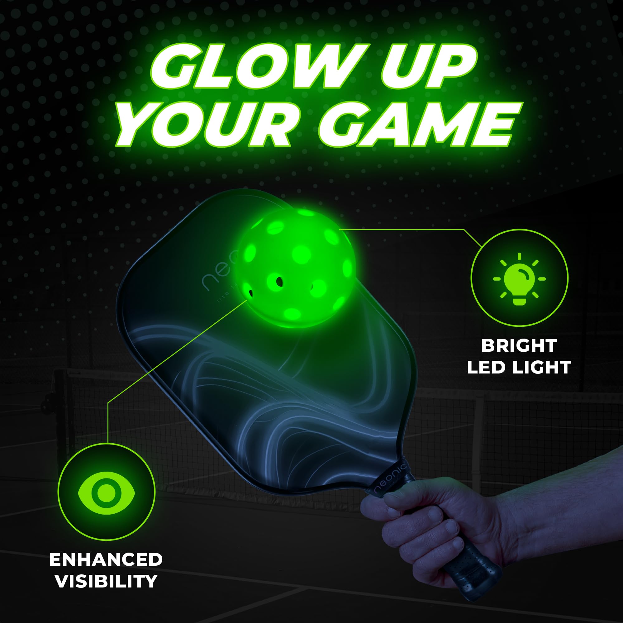LED Pickleball Balls for Night Play, Glowing Lights, No Daylight Worries
