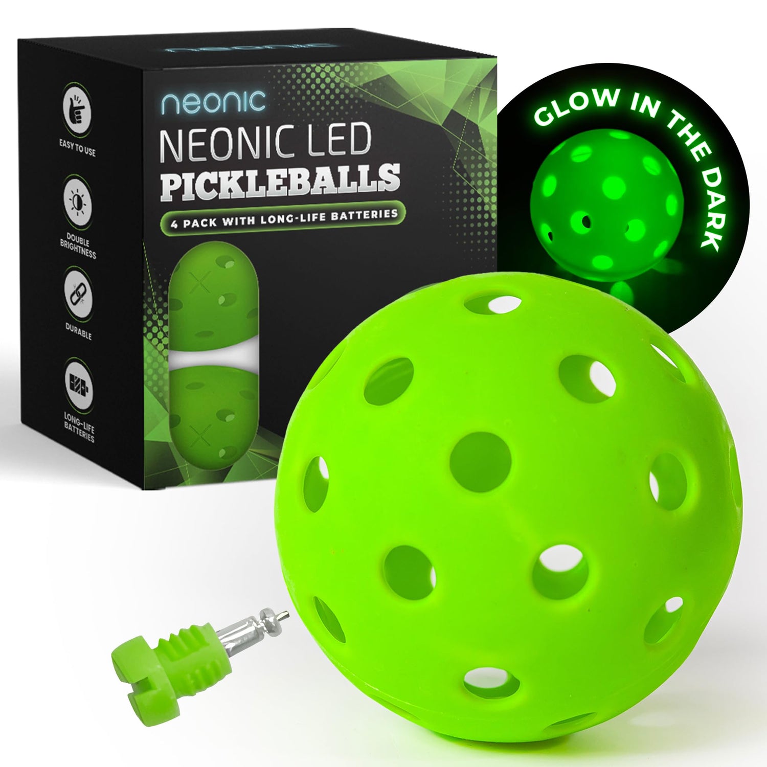 LED Pickleball Balls for Night Play, Glowing Lights, No Daylight Worries