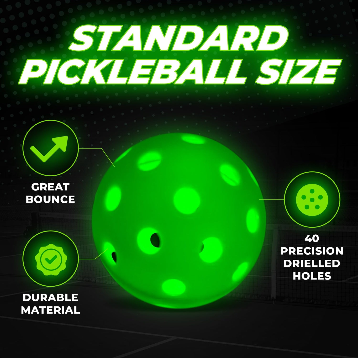 LED Pickleball Balls for Night Play, Glowing Lights, No Daylight Worries