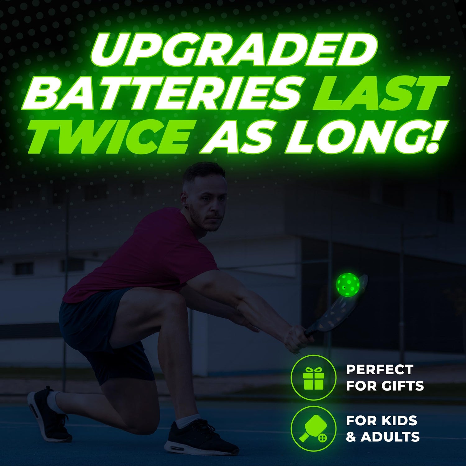 LED Pickleball Balls for Night Play, Glowing Lights, No Daylight Worries
