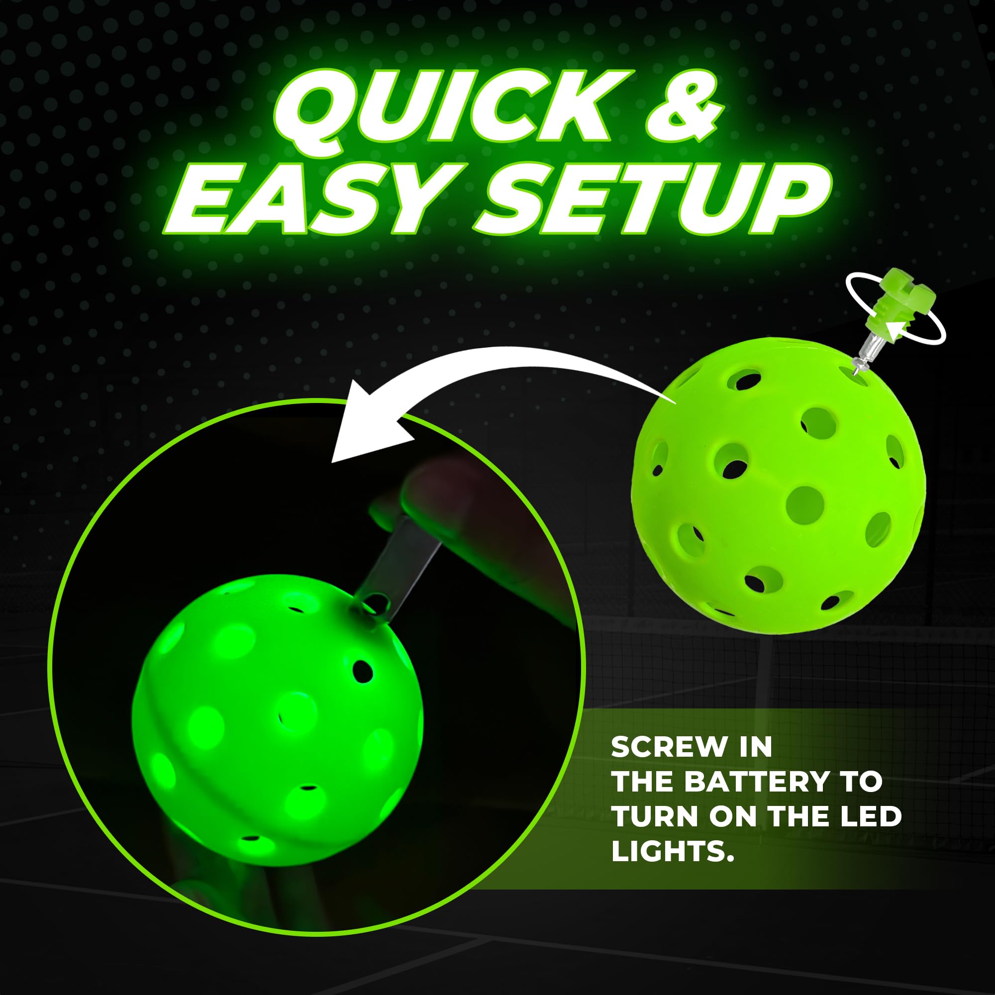 LED Pickleball Balls for Night Play, Glowing Lights, No Daylight Worries