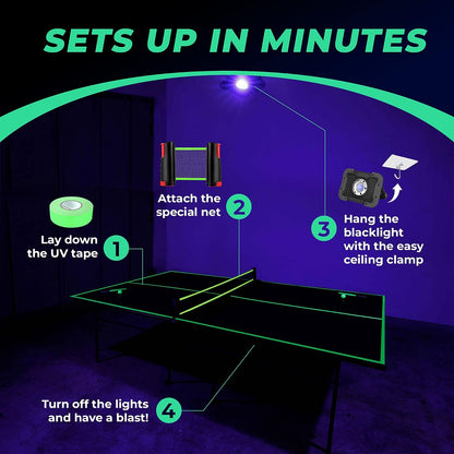 Neonic Blacklight Ping Pong Set