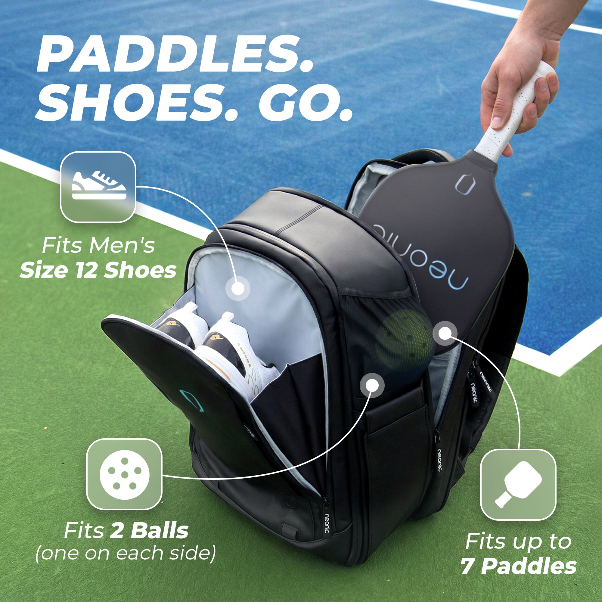 バックストレッチ2 Neonic Sidekick | Pickleball Backpack with Shoe Compartment