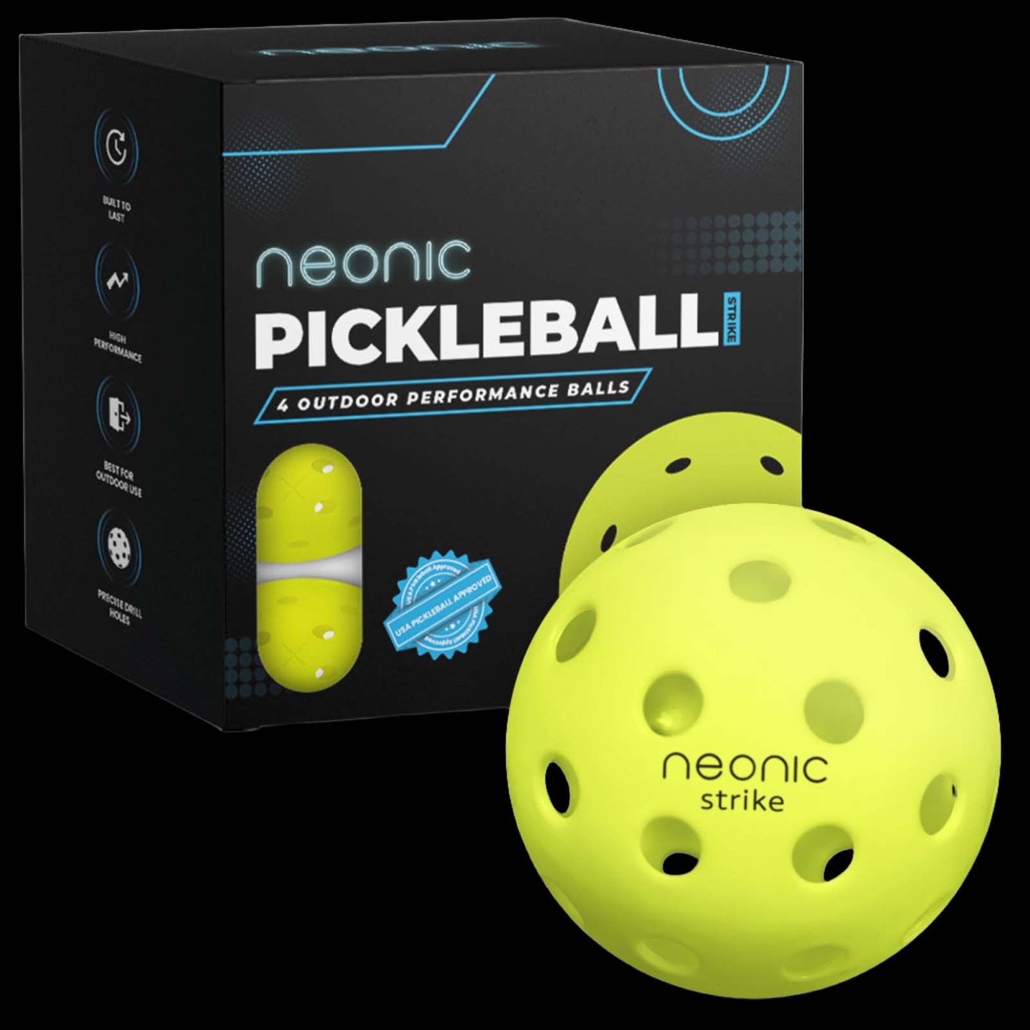 Neonic Strike Pickleballs (Pack of 4)